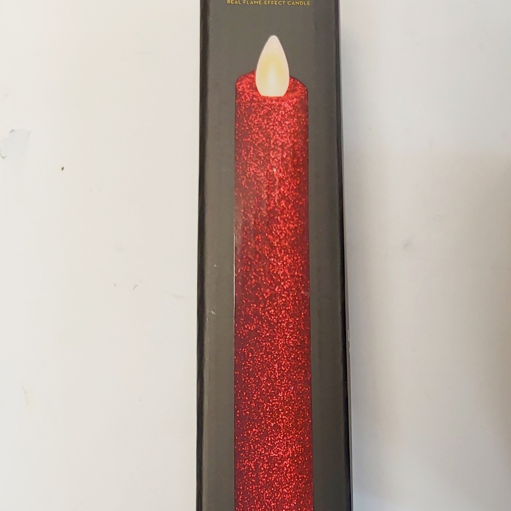 LUMINARA Red Glitter LED Candle NEW